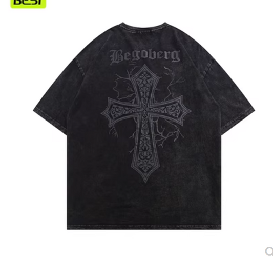 Printed short sleeve T-shirt men oversize loose American half sleeve