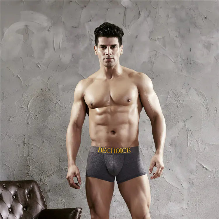 Men's Comfortable Breathable Solid Color Cotton Boxers