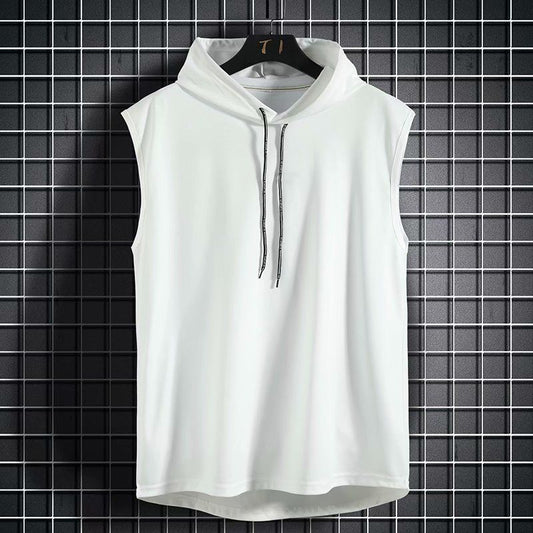 Hong Kong style Street hooded vest men's trend Hooded Sleeveless T-shirt Men's sleeveless hoodie summer vest thin style