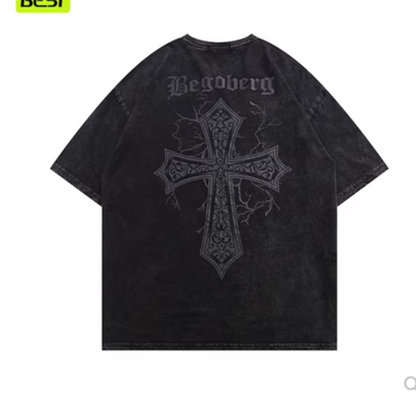 Printed short sleeve T-shirt men oversize loose American half sleeve