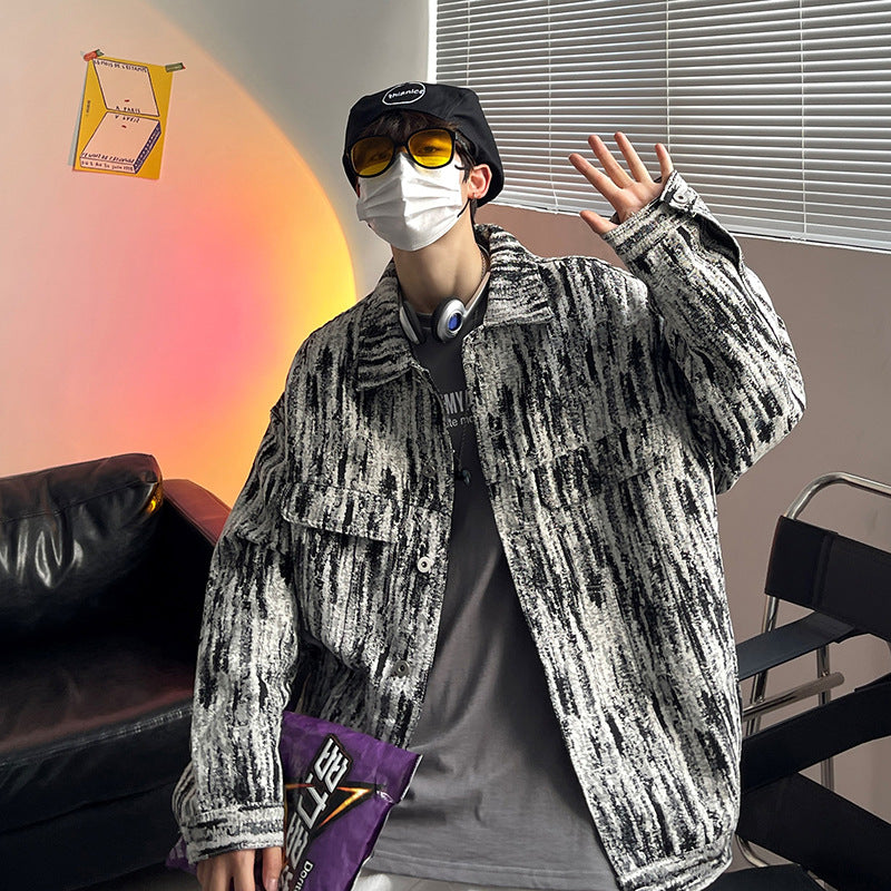 Fried street cowboy coat men's spring and autumn tide brand ins port style hip hop jacket autumn trend plankton senior feeling top