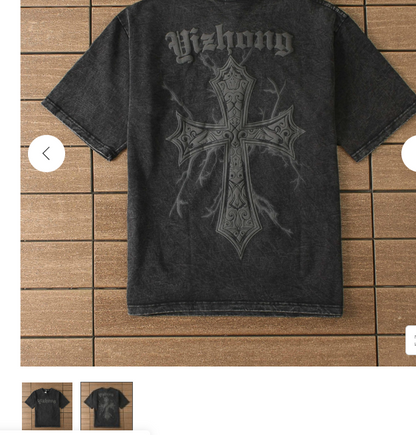 Printed short sleeve T-shirt men oversize loose American half sleeve