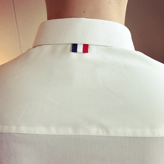 Men's shirt Color strip decorated men's casual long-sleeved shirt