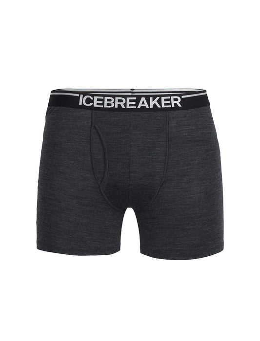 Icebreaker Merino Mens Anatomica Boxers with Fly Jet Heather Small
