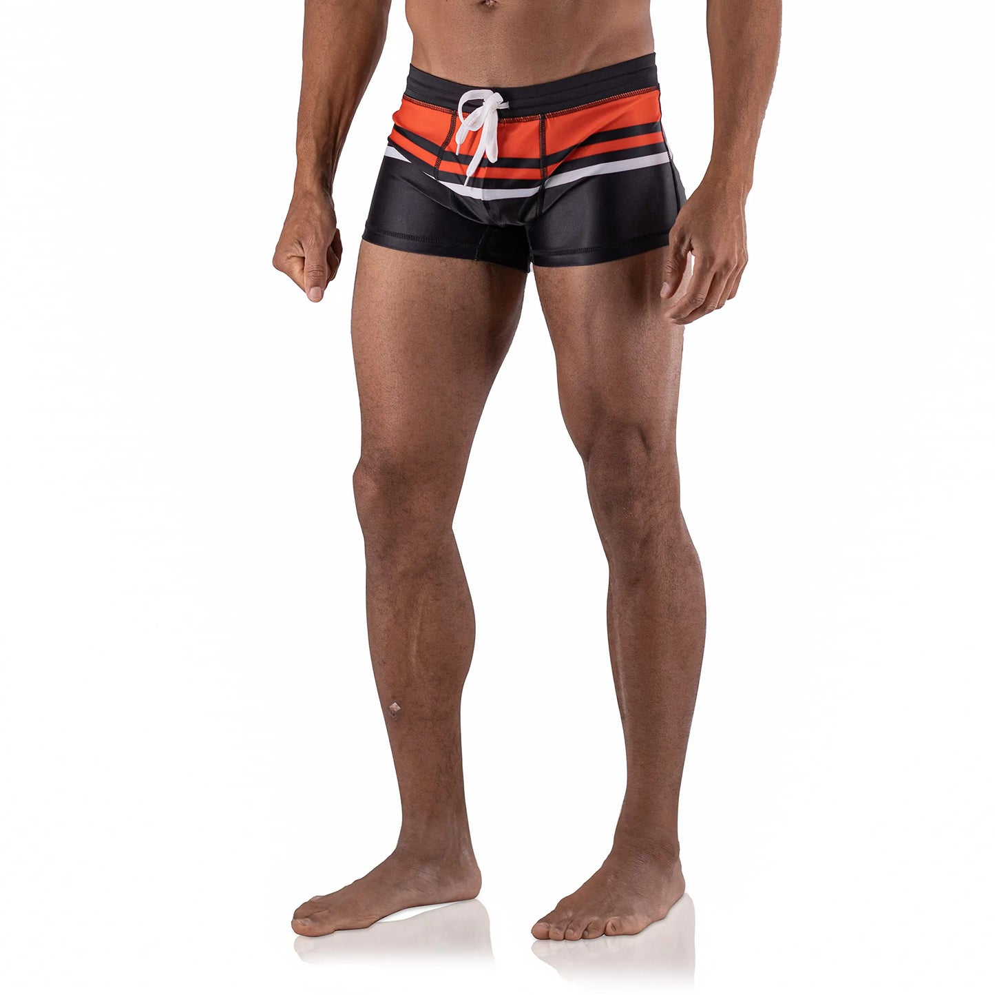 Project 5I – Mens Swim Briefs Square Cut – Sexy Mens Swimsuit Briefs with Pouch Swimwear Boxers for Men Mens Short Swim Trunks Compression Blend - Black & Red Racer - Large