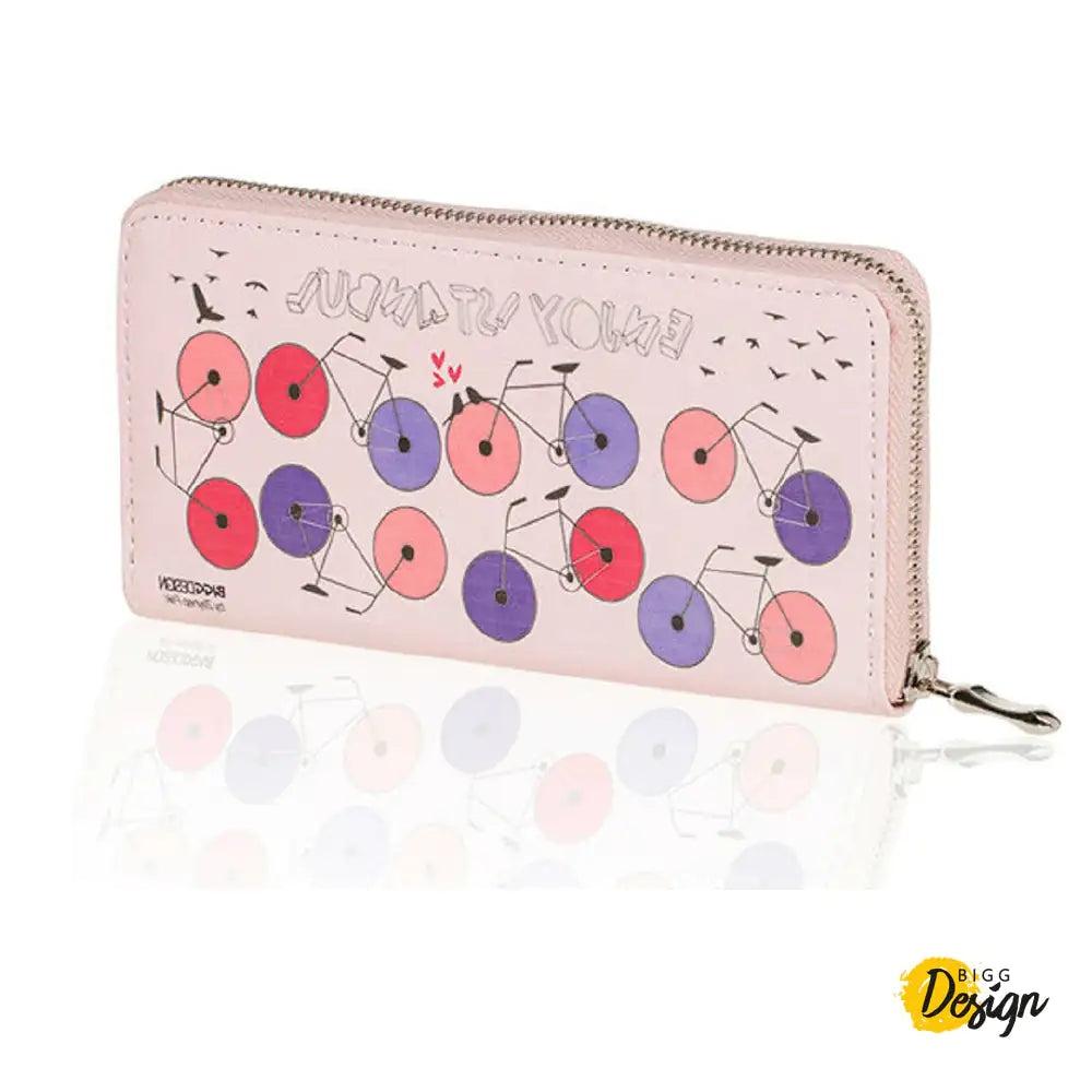 BiggDesign Bicycle Patterned Pink Wallet