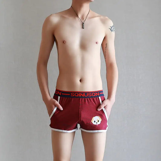 Cute Striped Embroidered Puppy Loose Boxers